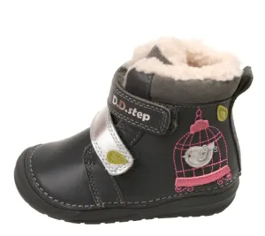 D.D.Step DG-W071-52381B dark greyDetské kožené čižmičky