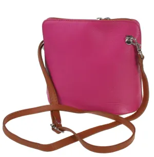 Kožená kabelka BORSE 18x17cm / ružová
hnedý zips, hnedý remienok