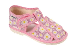 Papučky MANIK - EU-LZŠ-2S-F307 - D - biele kvety